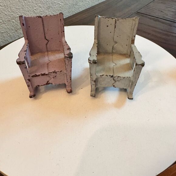 Other - Set of 2 Kilgore Cast Iron Dollhouse Rocking Chairs, Depression Era Toys, Arcade